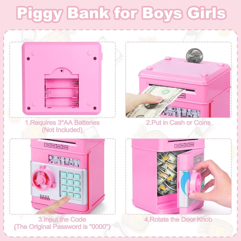 ST ZONE ATM Money Bank Piggy Bank | Electronic Coin & Cash Saving Box with Safe Lock | Cute Educational Toy Gift for Kids Boys & Girls - Image 4